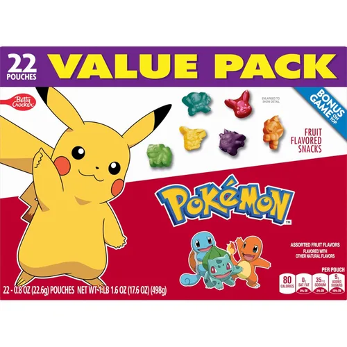 Vista 5 de Pokemon - Snacks con sabor a frutas, sin grasa y sin gluten, 17.6 onzas (22 bolsas)