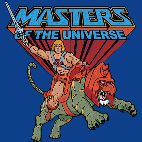 Vista 2 de Masters of The Universe TV Series He-Man Rides Into Battle - Camiseta para adultos, Azul
