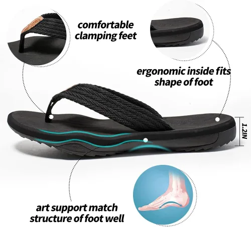 Vista 3 de MGGMOKAY Sandalias cómodas para hombre, con soporte de arco, sandalias casuales con correa en T para hombre, sandalias de verano para la playa