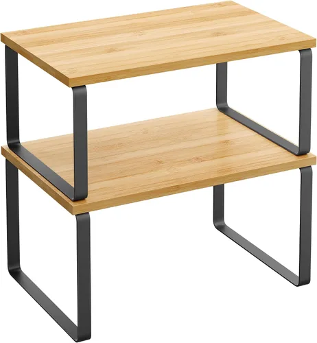 Vista 26 de SONGMICS Estante Organizador de Gabinete, Juego de 2 Estantes de Encimera de Cocina, Almacenamiento de Cocina, Estante de Especias, Apilable