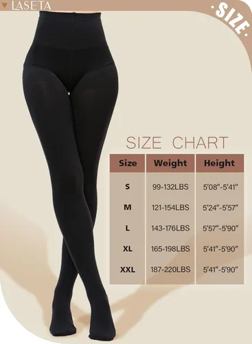 Vista 7 de LASETA Medias para mujer, 120D, con control superior, pantimedias opacas para invierno, 2 pares