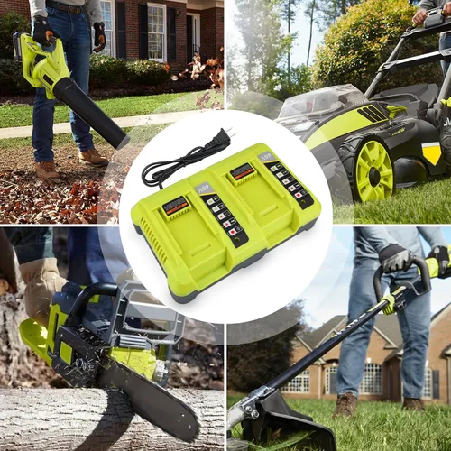 Vista 7 de JYJZPB Cargador OP401 dual para batería Ryobi 40V con estación de carga