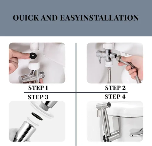 Vista 7 de Rociador para bidé – Spray de chorro manual para inodoro, presión de agua ajustable para ducha musulmana, fácil de instalar - Acero inoxidable
