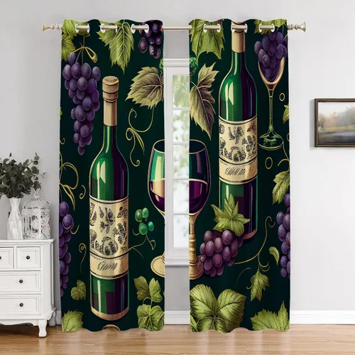 Vista 72 de Cortinas geométricas de cocina para ventanas, color negro, blanco, turquesa, cenefas opacas de poliéster multicapa para cocina, paquete de 2