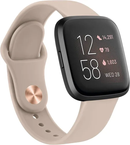 Vista 10 de AK Correas de silicona compatibles con Fitbit Versa 2, correas clásicas suaves de repuesto para reloj inteligente Fitbit Versa (azul abismo)