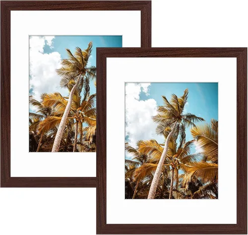 Vista 127 de Frametory, Marco de fotos de 11 x 14 pulgadas con paspartú para fotos de 8 x 10 pulgadas, moldeado ancho de vidrio de alta definición, accesorios