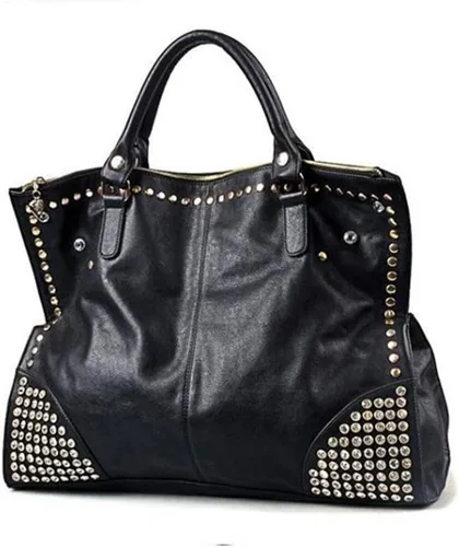 Vista 9 de Fivelove - Bolso de hombro con asa superior para mujer, con remache, tamaño mediano, bolso de mano Kulou