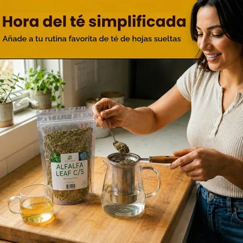 Vista 5 de Hoja de alfalfa cortada y tamizada de hierba a cuerpo – 4 onzas, medicago sativa silvestre, alfalfa de hojas sueltas de estilo orgánico para té