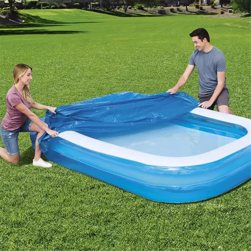 Vista 5 de Cubierta rectangular para piscina, 120 x 72 pulgadas, a prueba de polvo y lluvia para piscinas sobre el suelo (azul)