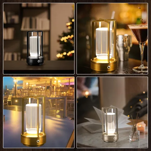 Vista 5 de Anxingtools Lámpara de Mesa Portátil de Metal, Lámpara de Mesa Inalámbrica, Lámpara de Escritorio LED Portátil Recargable con Batería, Atenuación