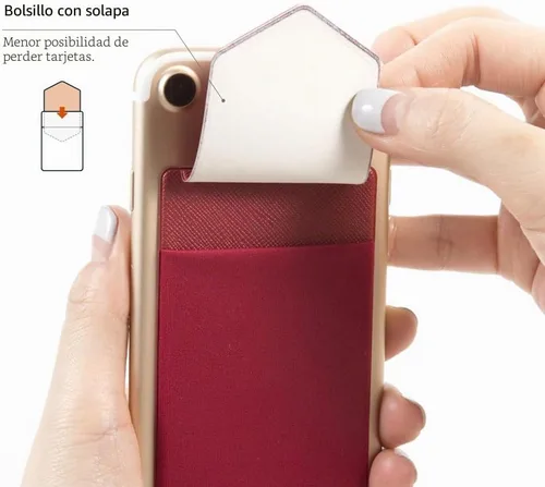 Vista 2 de Sinjimoru Tarjetero para la parte posterior del teléfono, billetera para Beige