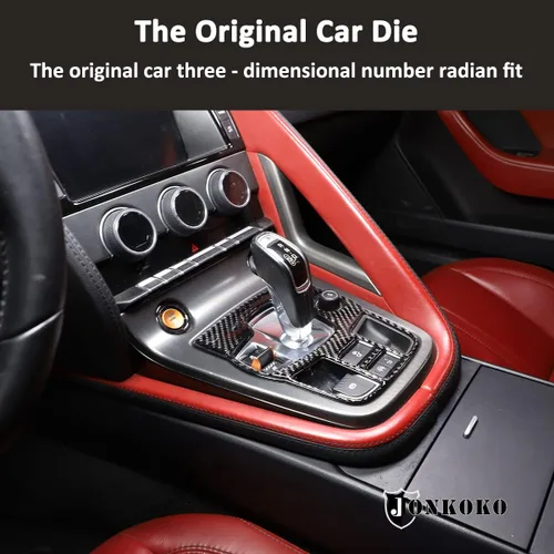 Vista 3 de Adhesivo suave de fibra de carbono para el interior del automóvil para Jaguar F-Type 2013-2026 Cubierta de la consola central (estilo B, negro)