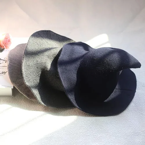 Vista 3 de Sombrero de bruja para adultos y niños, sombreros de Halloween de lana para fiestas de máscaras, cosplay, accesorio de disfraz diario para mujeres