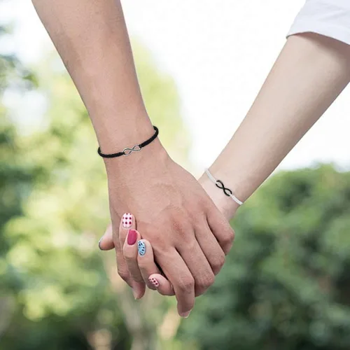 Vista 4 de Generic Pulseras a juego para parejas, regalos del día de San Valentín para él ella, regalos de relación a larga distancia, forma de la pulsera