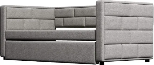 Vista 7 de Bellemave Sofá cama tapizada, sofá cama de tamaño individual con nido, sofá cama nido enrollable, sofá cama tapizada con respaldo acolchado (gris)