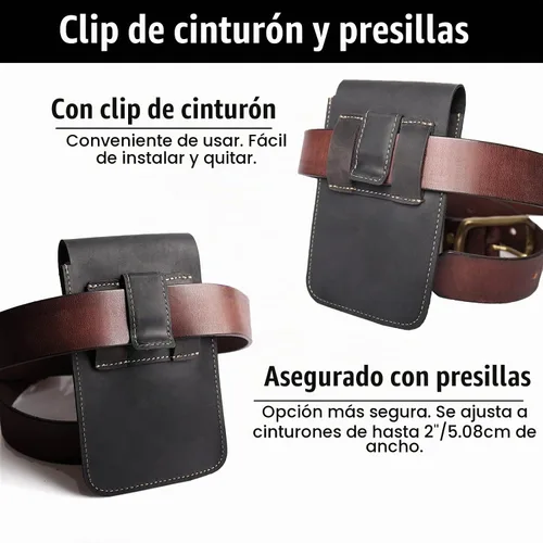 Vista 4 de Topstache Funda de cuero para teléfono con clip para cinturón, funda de cuero grande para iPhone 17Pro, 17, 16Pro, 16, funda con tapa para teléfono