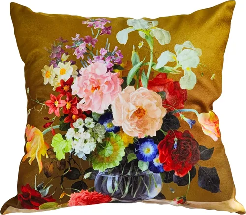 Vista 44 de Funda de cojín floral ligera de lujo, 18 x 18 pulgadas, pintura al óleo retro victoriana de doble cara, fondo negro, flor vibrante, funda de cojín
