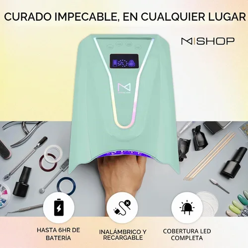 Vista 2 de M - Crystal Cure - Lámpara de uñas UV/LED de 128 W Curado rápido con 45 potentes LED de 365 nm+405nm Inalámbrica, recargable, sensor automático