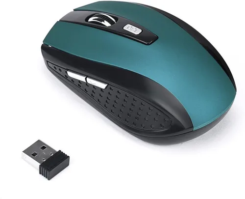 Vista 9 de Mouse inalámbrico de 2.4 GHz, negro, portátil, receptor USB, rango de 33 pies, peso de 0.71 oz, diseño cómodo, fácil de usar