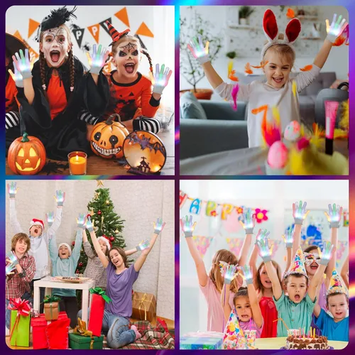 Vista 3 de Disfraz de Halloween para niños, juguetes geniales para guantes LED iridiscentes, regalos únicos para edades de 13 años en adelante, juguete