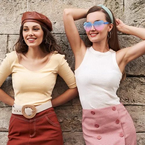 Vista 4 de Maxdot - Lentes de sol transparentes sin marco con forma de corazón para fiestas