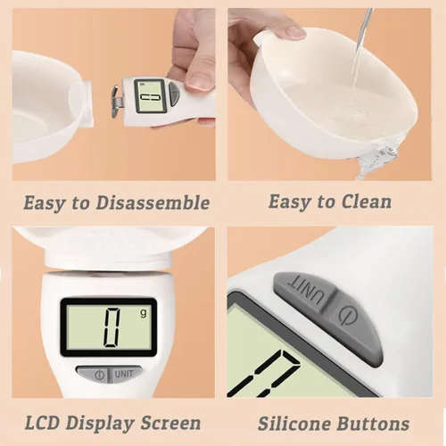 Vista 6 de Cuchara medidora electrónica con conversión de onzas/onza líquida/ml/gramo, cucharas medidoras digitales ajustables para cocinar hornear, cuchara