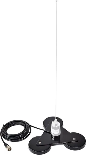 Vista 4 de Soporte magnético NMO, soporte de base magnética de antena resistente con cable RG58 de 16.4 ft (16.4 pies) para transceptores de radio
