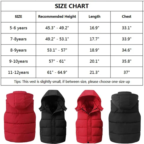 Vista 7 de Digirlsor Chaleco acolchado con capucha y cremallera para niños y niñas 5-12T