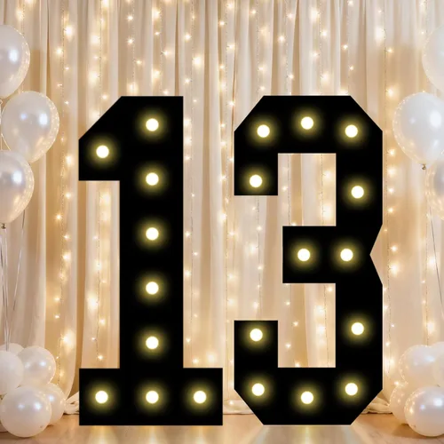 Vista 95 de Pooqla - Números iluminados negros, decoraciones de cumpleaños 50 para hombres Number 50