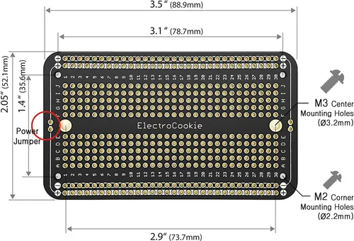 Vista 4 de ElectroCookie Placa de prototipo PCB soldable para electrónica de bricolaje, compatible con proyectos de soldadura Mini Arduino, chapado en oro