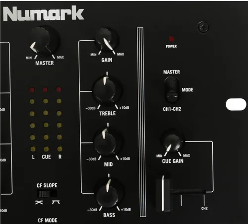 Vista 8 de Numark M2 - Mezclador DJ de 2 canales para scratch, montable en rack con ecualizador de 3 bandas, entrada de micrófono y crossfader reemplazable