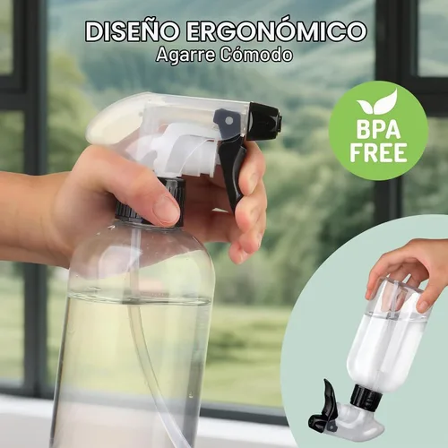 Vista 5 de Botellas pulverizadoras de plástico de 10 onzas, botella de spray de agua Mist Stream Empty Sprayer BPA-free Refillable Container Adjustable