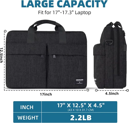 Vista 2 de KINGSLONG Maletín para laptop de 17.3 pulgadas para hombres y mujeres, bolsa de mensajero para laptop con correa para el hombro, bolsa cruzada