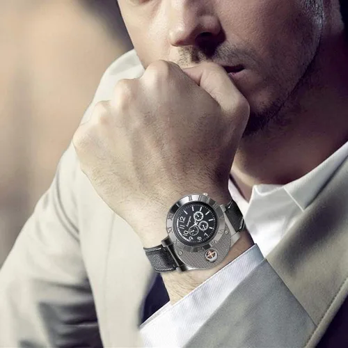 Vista 5 de JewelryWe Reloj de pulsera de cuarzo para hombre, con carga USB, resistente al viento, para Navidad