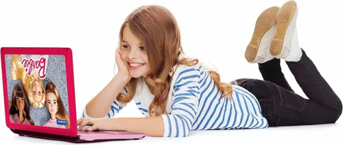Vista 3 de Lexibook Barbie, portátil educativo y bilingüe en inglés/español, juguete para niños con 124 actividades para aprender, jugar juegos y música, rosa
