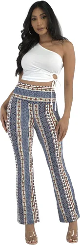 Vista 2 de ShoSho - Pantalones para mujer con diseño estilo boho palazzo, acampandos