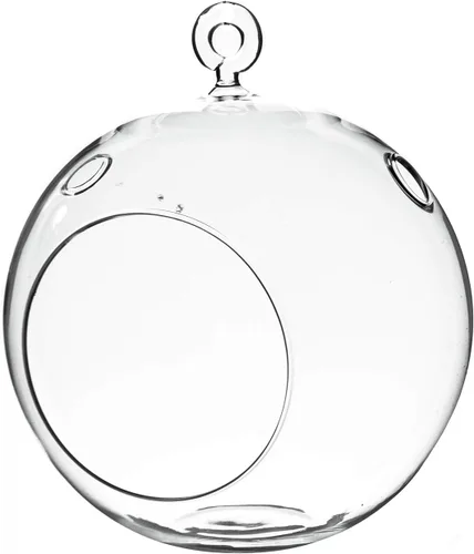 Vista 13 de WGV Globo de terrario colgante, ancho 3 pulgadas, altura 4 pulgadas, maceta de aire para suculentas, florero de vidrio transparente con parte