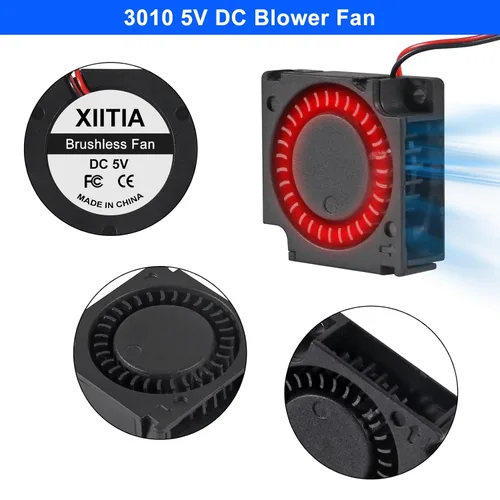 Vista 5 de 6 unids 3010 5V ventilador ventilador 1.181x1.181x0.394 in cojinetes de manga sin escobillas DC ventilador de enfriamiento con 2 pines terminal