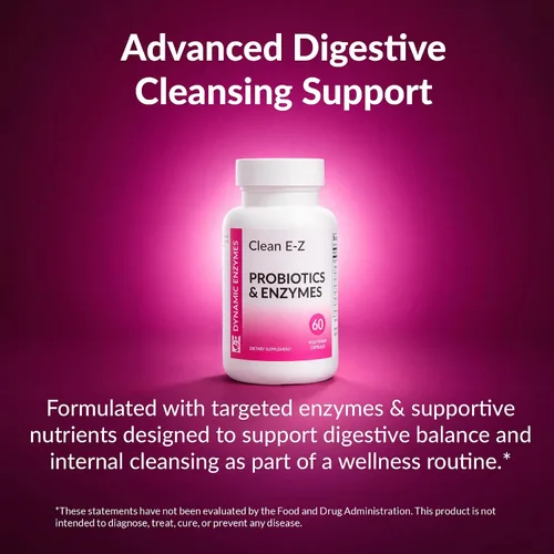 Vista 2 de Clean E-Z Enzymes + Probióticos - Mezcla de enzimas quitosanasa con probióticos estables en el estante - Apoya el equilibrio intestinal y microbioma