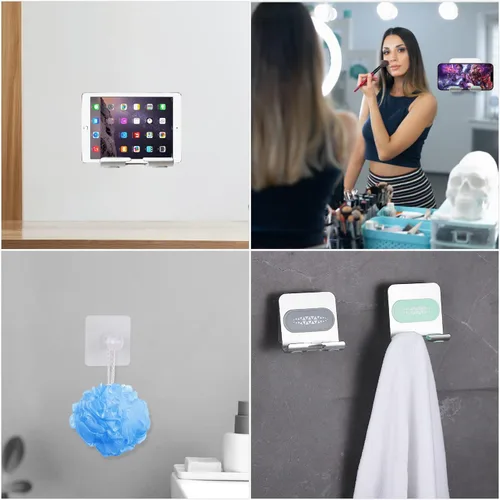 Vista 7 de Soporte para Teléfono de Ducha - Soporte Ajustable para Celular con Almohadillas Adhesivas para Baño y Cocina (1 PIEZA)