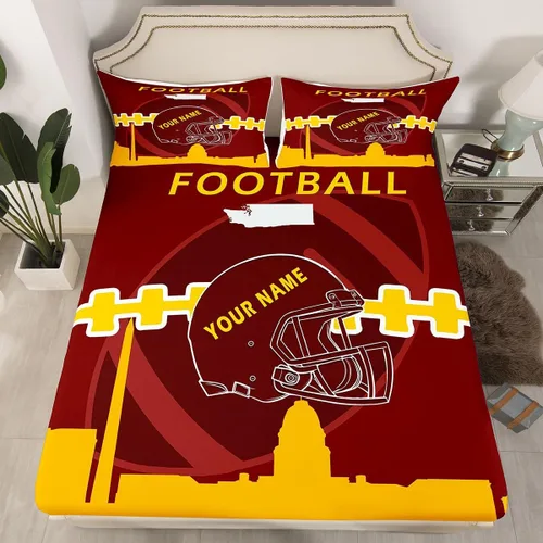 Vista 18 de Erosebridal Juego de sábanas bajeras personalizadas de fútbol americano para niños y niñas, juego de cama de jugadores de fútbol, juego de ropa
