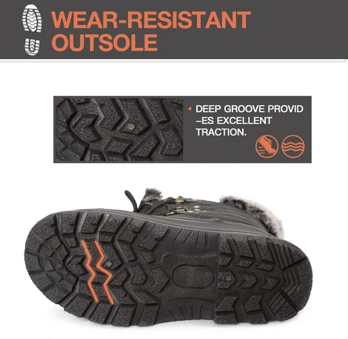 Vista 3 de mysoft - Botas de nieve para mujer, botas altas de infierno con forro cálido de piel sintética