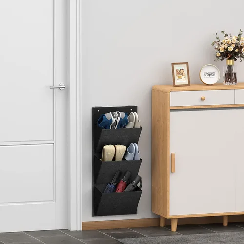 Vista 5 de Organizador colgante para montar en la pared, 2 unidades, zapatero / puede almacenar 6 pares de tenis de tamaño grande, también almacena botas.