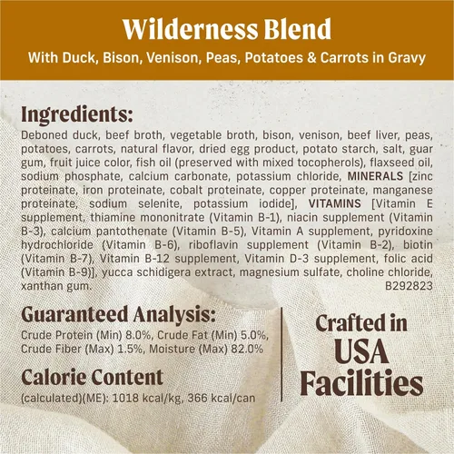 Vista 6 de Merrick Wilderness Blend - Comida húmeda sin cereales para perros, (12) latas de 12.7 onzas (favoritos de adultos)