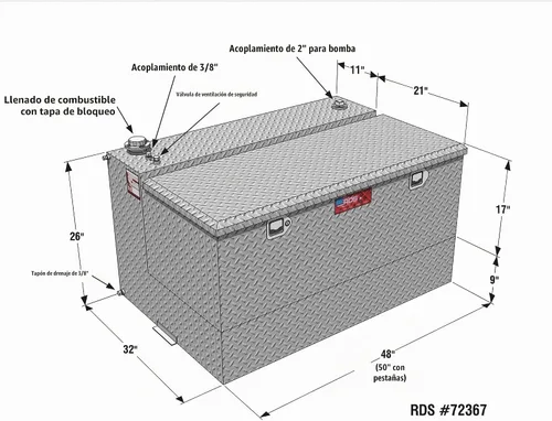 Vista 3 de RDS MFG INC Transferencia en forma de L de 95 galones