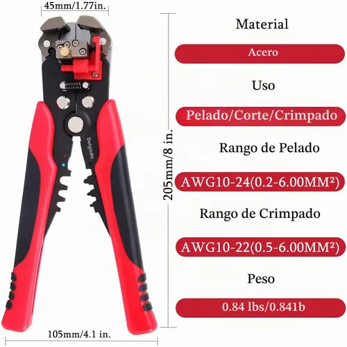 Vista 6 de Delgada Herramienta pelacables y pelacables con herramienta de pelado de cables y alicates para pelar cables de AWG 24-10/0.2-6.0mm²