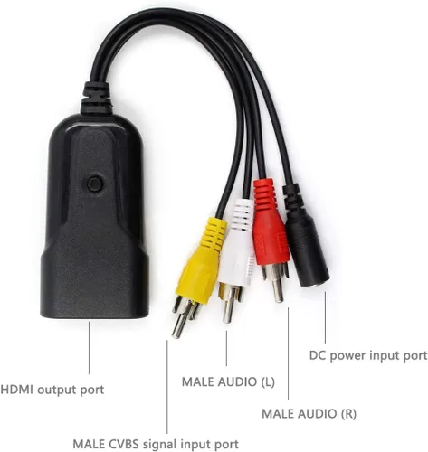 Vista 3 de Convertidor compuesto a HDMI, RCA AV a HDMI compatible 1080P con cable de alimentación de CC, para PS One, PS2, PS3, WII, WII U y SEGA Video