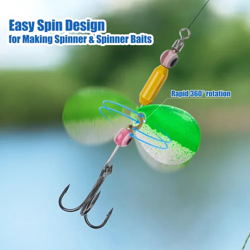 Vista 6 de Clevis de pesca Easy Spin Spinner Clevis, 120 piezas de eslabones de latón en forma de U, hoja giratoria para señuelo, cuchara de pesca, accesorios