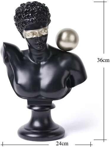 Vista 6 de Estatua griega de busto abstracta, escultura moderna, regalo para el hogar, centro de mesa para estantería, escritorio, oficina, negro, 13.8 pulgadas