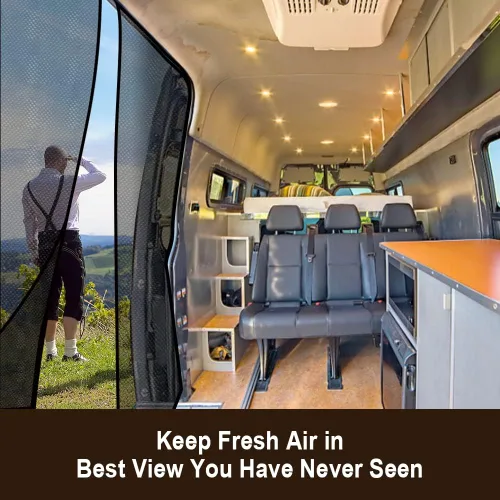 Vista 6 de Pantalla magnética para vans RV de alta densidad 600D para evitar insectos, malla mosquitera compatible con Mercedes Sprinter puerta lateral
